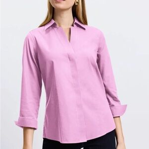 NEW Foxcroft NYC Heritage No-Iron Blouse Size 16 Rose Quartz Fitted Classic NWT
